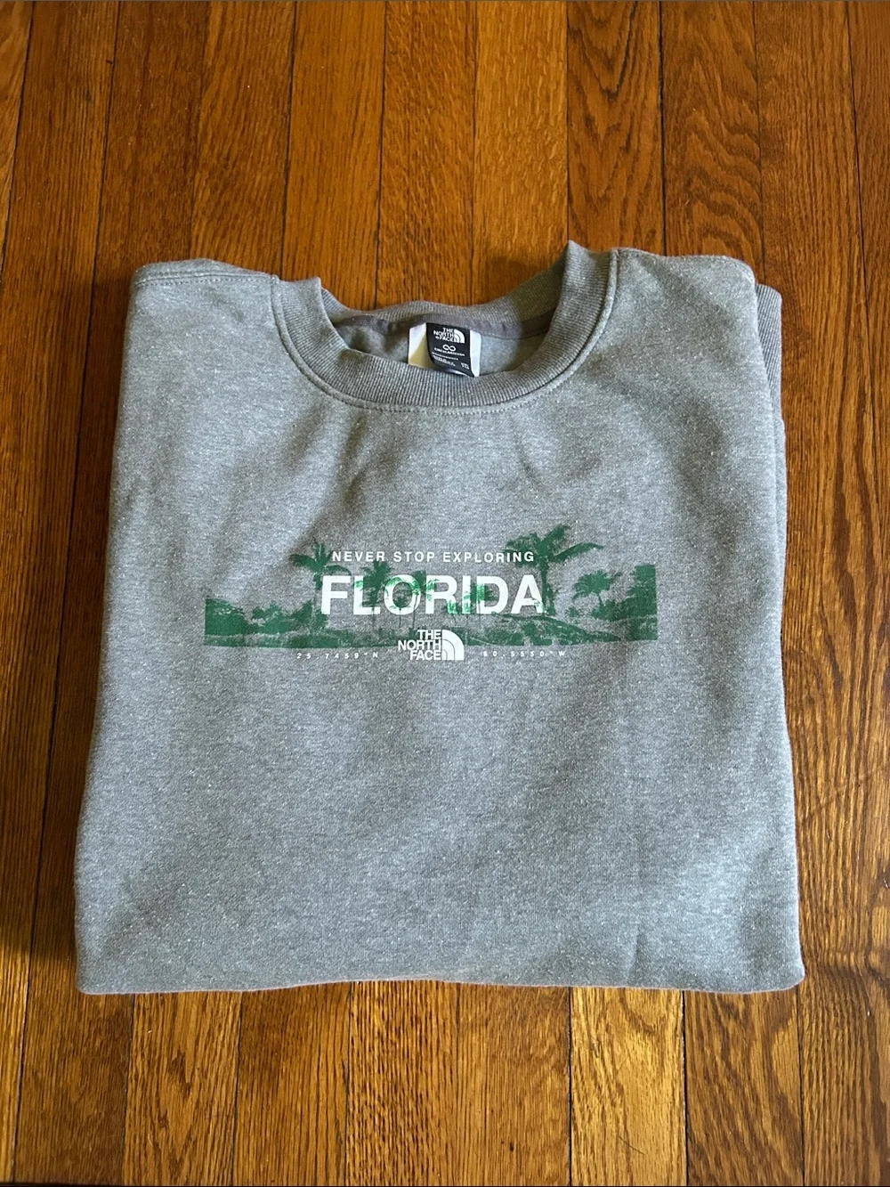 The North Face Grey Sweatshirt with Green Florida Graphic